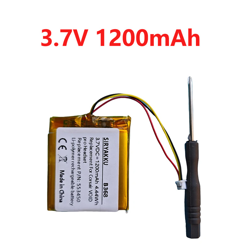 3.7V 1200mAh Rechargeable Battery For Corsair VOID Pro Headphone Replacement Battery With Tools