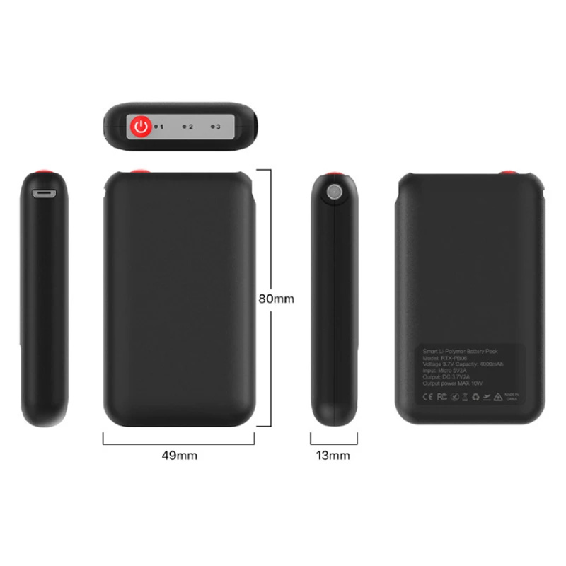 3.7V to 9V DC Output Heated Sock Mini Power Bank RTX-DR06 External Battery 5V 2A Type C Input Heated Shoe Pad Batteries