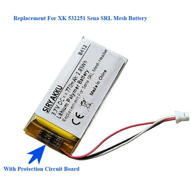 Replacement Lithium Polymer Battery XK 532251 For Sena SRL Mesh Sport Headphone Batteries 3.7V 770mAh